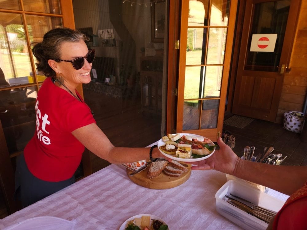 Fleur De Lys serves lunch to a biker taking part in the ‘Baton Bikers’ Banquet’ fund raiser for Zest for Life Trust in February.